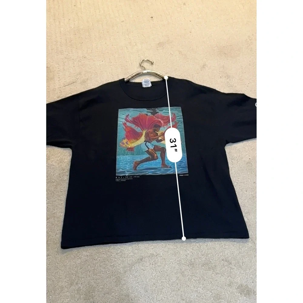 Champion Muhammad Ali Underwater Boxing Graphic T-Shirt Black Mens XL Art Tee - Picture 5 of 7